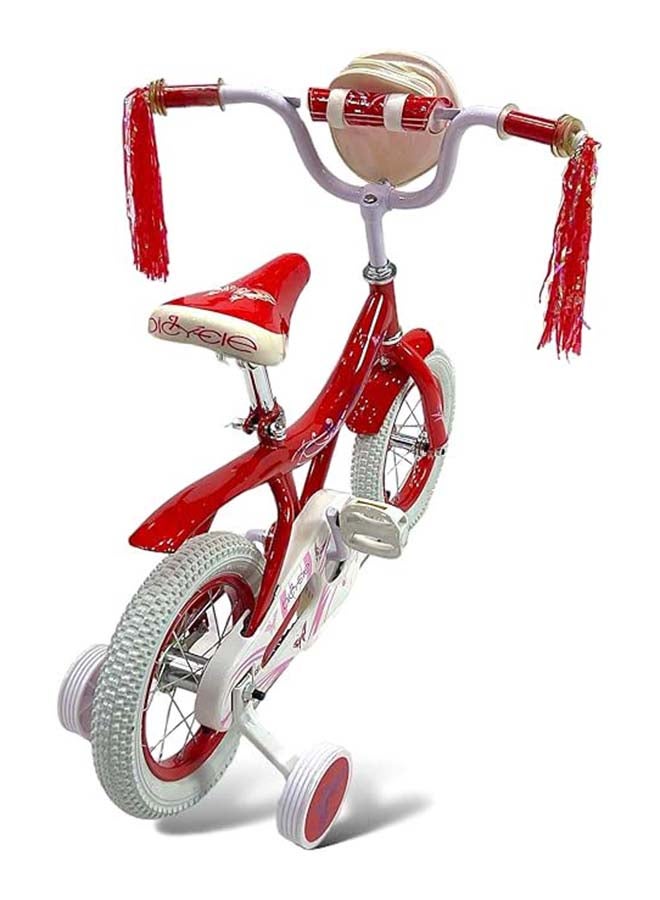 AL BADER Freestyle Kids Bike 12 Inch Bicycle for Girls Ages 3-6 Years, Red Color, With Trainig Wheels, White Air Tires, With Small Bag, Hand & Foot Brakes. - Image 3
