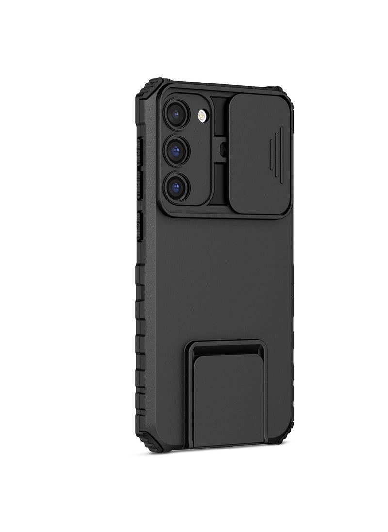 Generic - Samsung Galaxy S23 Plus Black Mobile Phone Case Cover, Innovative Telescopic Bracket, Sliding Protection Camera Window, Bumper Shockproof Phone Back Cover - Image 1