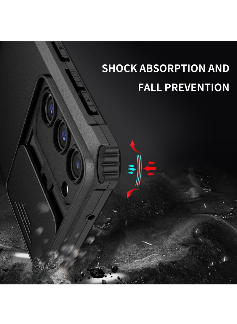 Samsung Galaxy S23 Plus Black Mobile Phone Case Cover, Innovative Telescopic Bracket, Sliding Protection Camera Window, Bumper Shockproof Phone Back Cover - Image 4