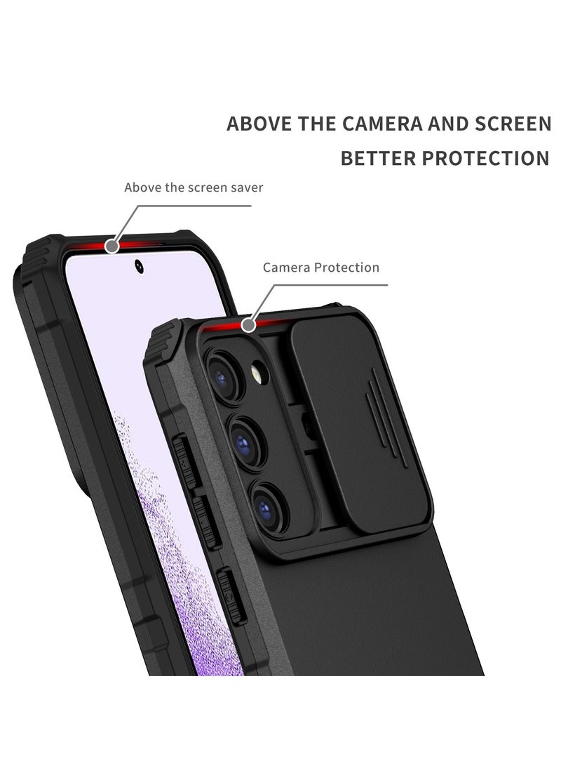 Samsung Galaxy S23 Plus Black Mobile Phone Case Cover, Innovative Telescopic Bracket, Sliding Protection Camera Window, Bumper Shockproof Phone Back Cover - Image 3