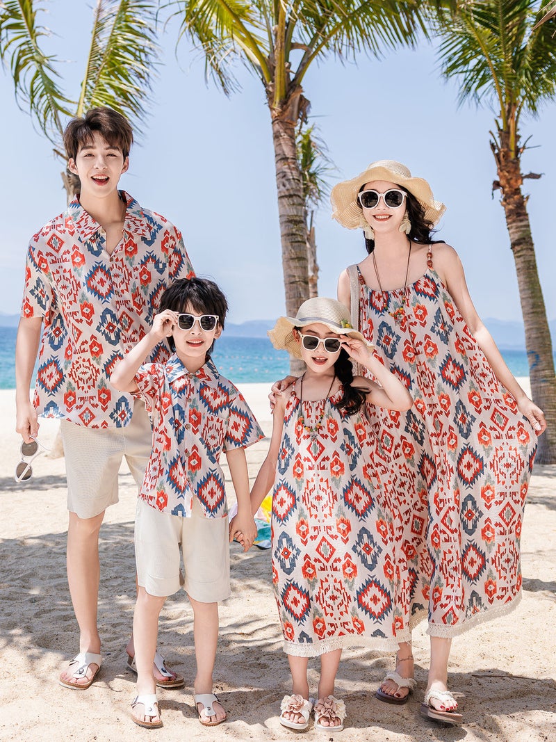 Parent-Child Outfit Xishuangbanna Sanya Travel Outfit Seaside Vacation Bohemian Ethnic Style French Suspender Dress - Image 2