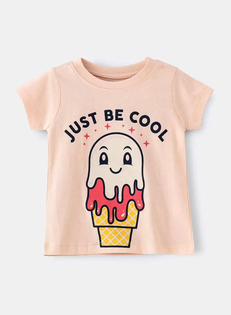 جيلين Basic round neck graphic t-shirt
