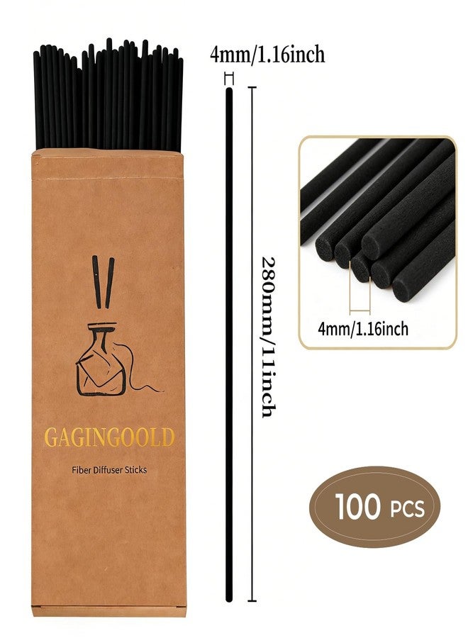 GAGINGOOLD 100 PCS Reed Diffuser Sticks, 11 Inch Fibre Diffuser Replacement Stick for Essential Oil Diffuser Refill, 4 mm Thick Aroma Diffuser Sticks for Home Office Bathroom Bedroom, Black - Image 3