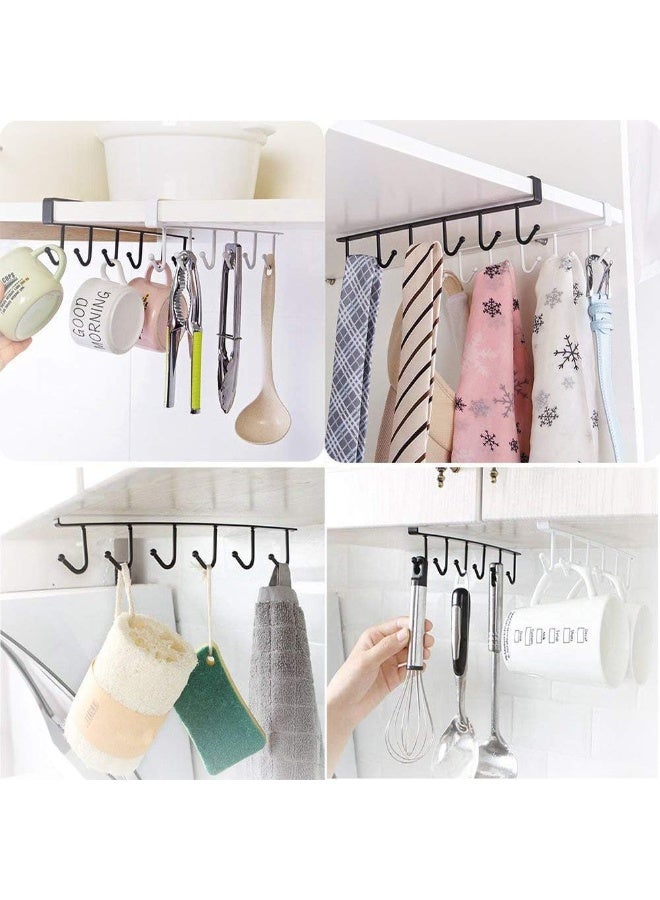 Multifunctional metal coffee cup holder under shelf, 6 hooks organizer for cabinet or kitchen table - 324 - Image 5