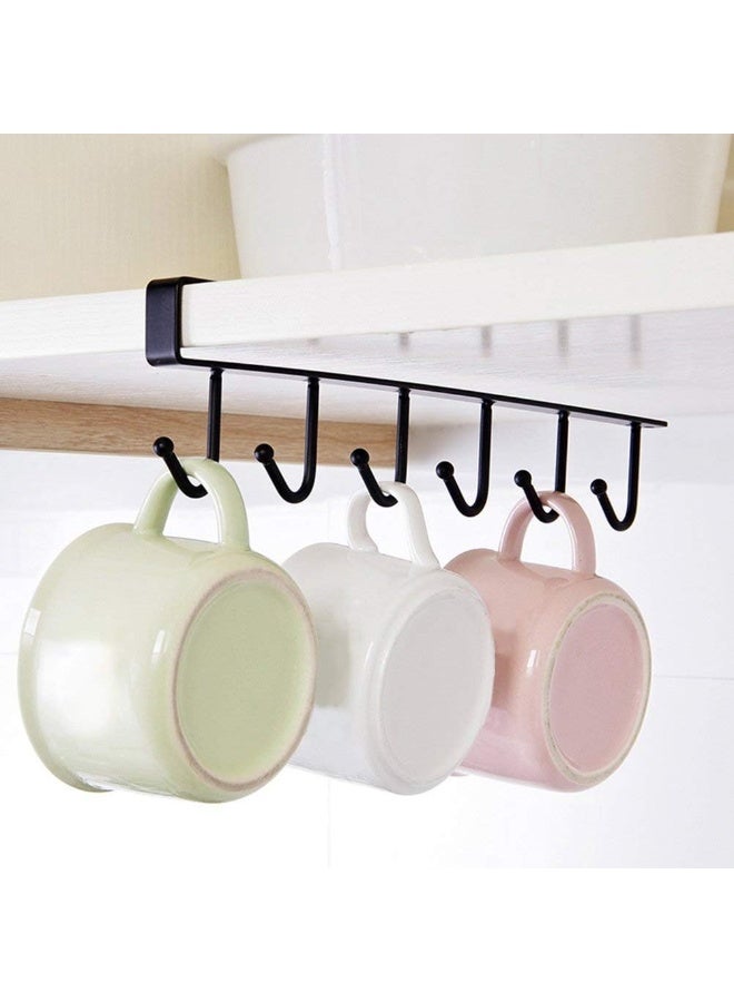Multifunctional metal coffee cup holder under shelf, 6 hooks organizer for cabinet or kitchen table - 324 - Image 1