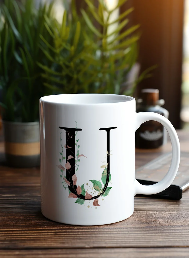 لوحة كوب سيراميك  أونصة بتصميم حرف  على الجانبين