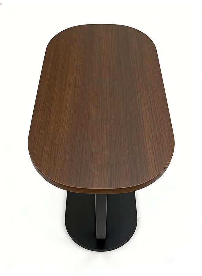 Migue home Modern Oval Nighstand, Side Table for Bedroom & Living Room, Modern and Sleek Design, 45cm L x 28cm W x 60cm H, Walnut - Image 5