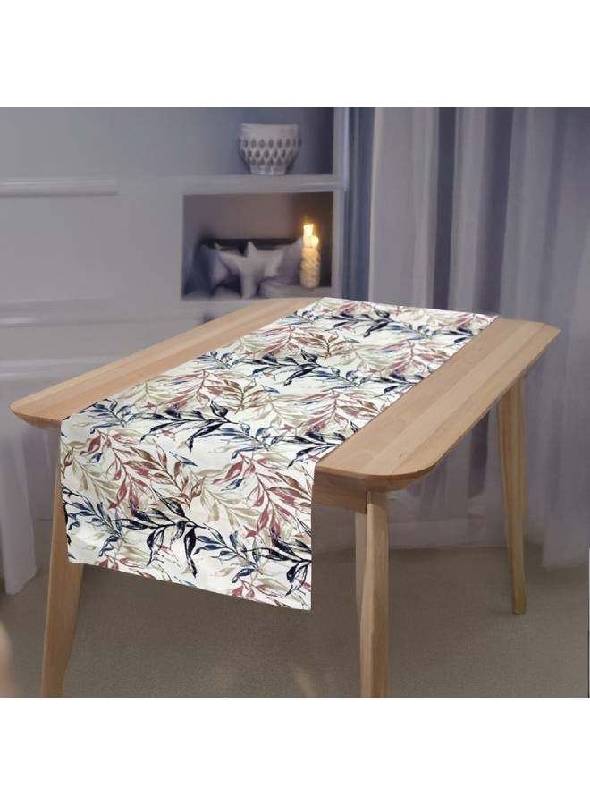  انتكس بيت الستائر مفارش طاولة من الكتان المخمل من إنتكس هوم 45 × 130 سم - مناسبة لغرف المعيشة والمطابخ وغرف النوم - تصميم أوراق عصري قطعة واحدة - Image 1