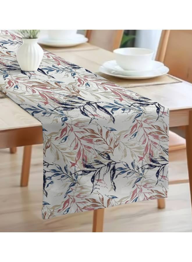  انتكس بيت الستائر مفارش طاولة من الكتان المخمل من إنتكس هوم 45 × 130 سم - مناسبة لغرف المعيشة والمطابخ وغرف النوم - تصميم أوراق عصري قطعة واحدة - Image 2