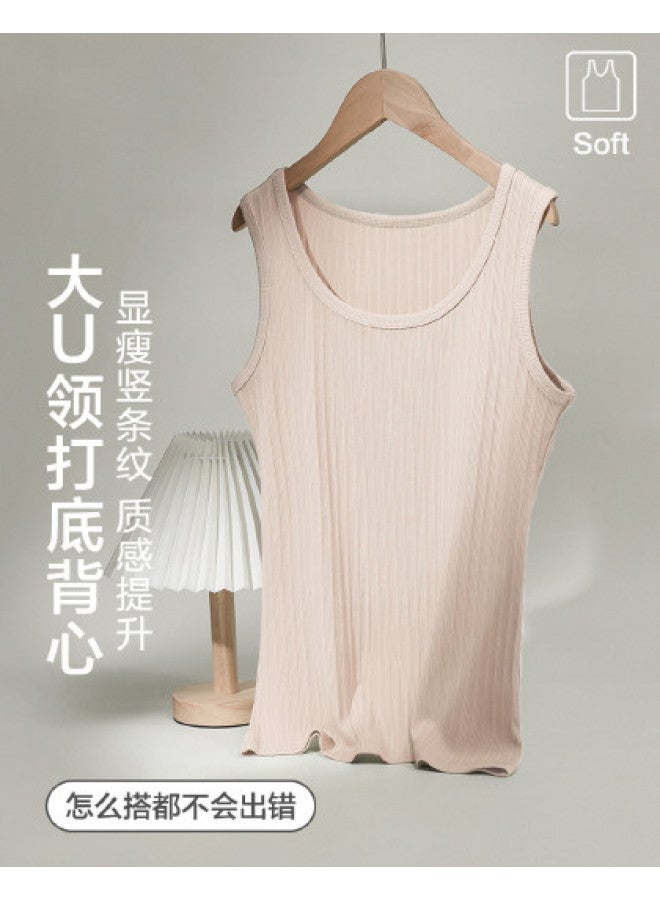 Red Bean Jacquard Vertical Striped Camisole For Women, Slimming And Body-Hugging, Suitable For Layering Or Outer Wear - Image 1