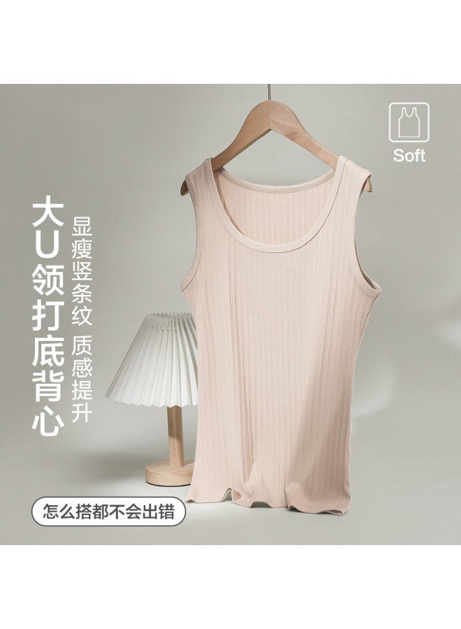 Red Bean Jacquard Vertical Striped Camisole For Women, Slimming And Body-Hugging, Suitable For Layering Or Outer Wear - Image 2