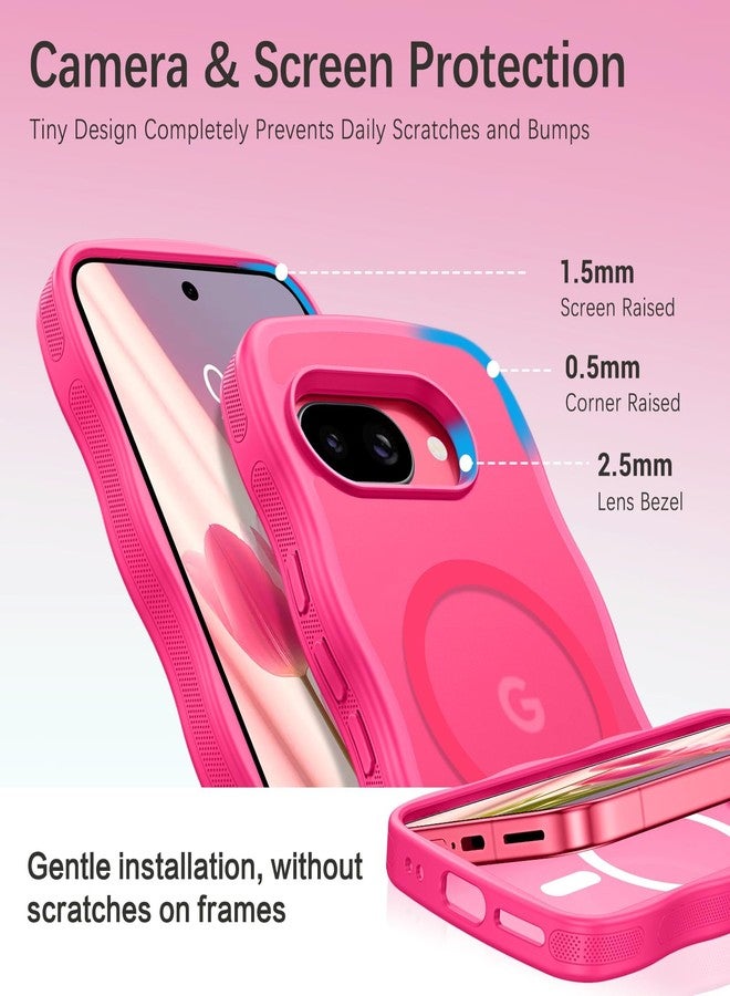 BENTOBEN for Google Pixel 9a Case [Compatible with MagSafe] Cute Curly Wavy Anti-Slip Bumper Magnetic Matte Slim Thin Soft Women Girls Boys Protective Phone Cover for Google Pixel 9a 6.3", Hot Pink - Image 5