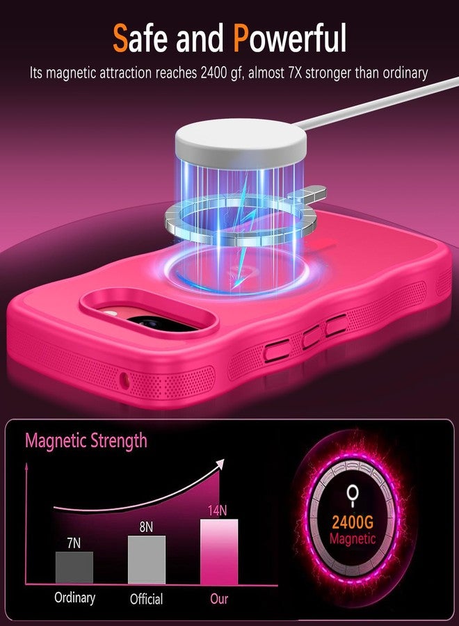 BENTOBEN for Google Pixel 9a Case [Compatible with MagSafe] Cute Curly Wavy Anti-Slip Bumper Magnetic Matte Slim Thin Soft Women Girls Boys Protective Phone Cover for Google Pixel 9a 6.3", Hot Pink - Image 3