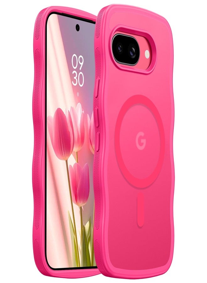 BENTOBEN for Google Pixel 9a Case [Compatible with MagSafe] Cute Curly Wavy Anti-Slip Bumper Magnetic Matte Slim Thin Soft Women Girls Boys Protective Phone Cover for Google Pixel 9a 6.3", Hot Pink - Image 1