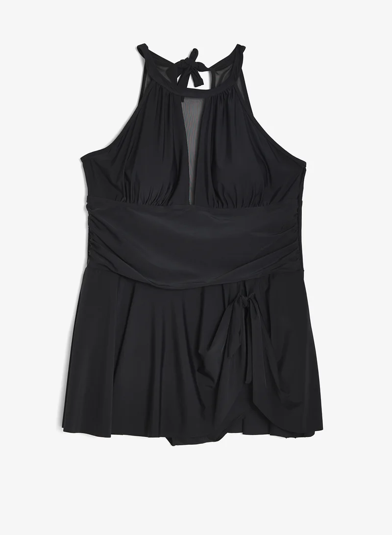 Ella Plus Mesh Neck Swimsuit With Skirt