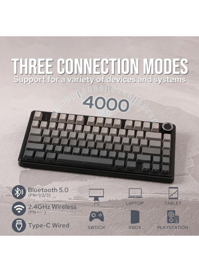 x AULA F75 Gasket Mechanical Keyboard, 75% Wireless Hot Swappable Gaming Keyboard with Five-Layer Padding&Knob, Bluetooth/2.4GHz/USB-C, RGB (Black Gradient, LEOBOG Reaper Switch) - Image 3
