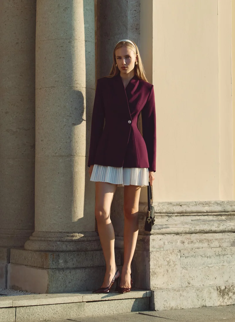 Lichi Mini blazer dress with pleated insert on the skirt