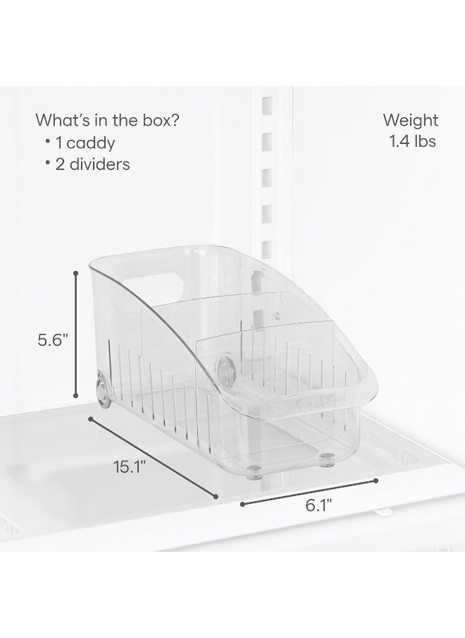 YouCopia - YouCopia RollOut Fridge Drawer 6", BPA-Free Clear Rolling Refrigerator Organizer Bin with Adjustable Dividers and Handles for Produce, Food, Meal and Snack Storage - Image 1