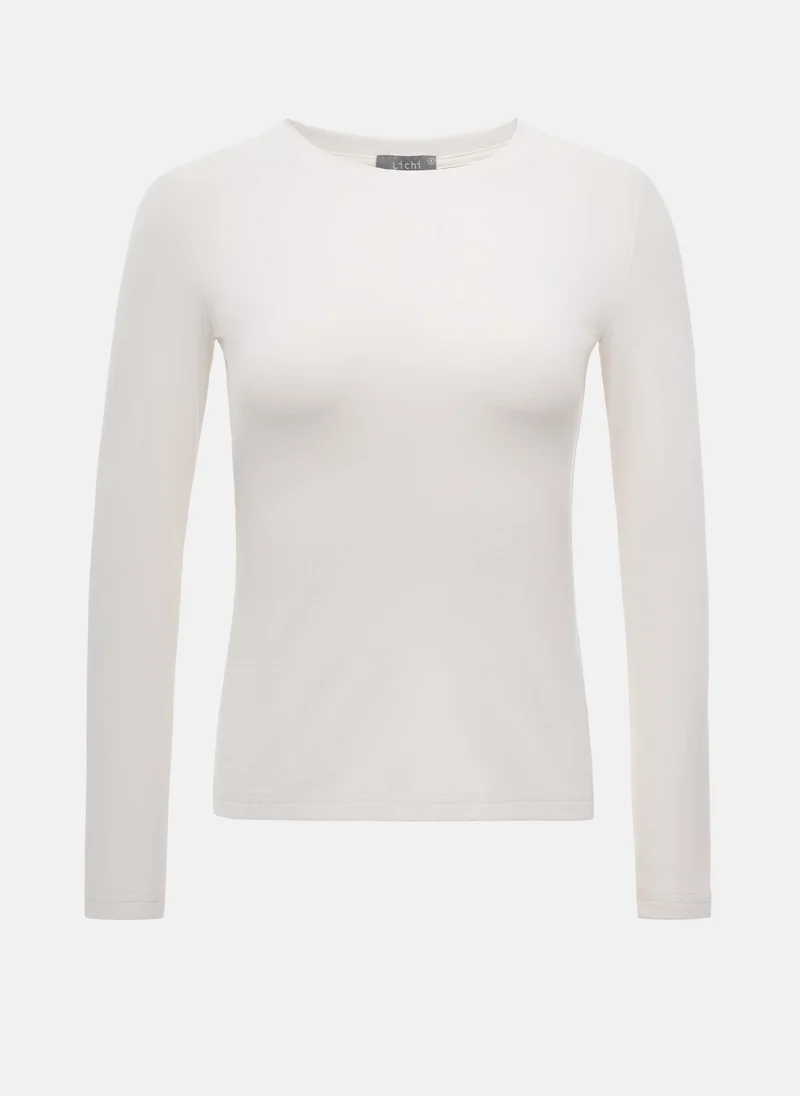 ليتشي بلوزة أحادية اللون مزودة بأكمام طويلة