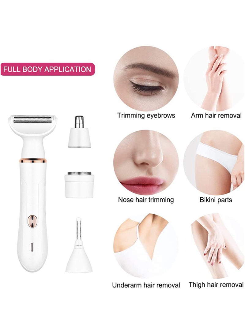 Sharpdo Electric Razor for Women, Hair Trimmer for Bikini Legs Womens Shaving Eyebrow Lips Body Face Beard Mustache Nose Arm Armpit Facial Hair Removal for Women's Shaver 4 in 1 Kit, Type-C Charging Port - Image 4