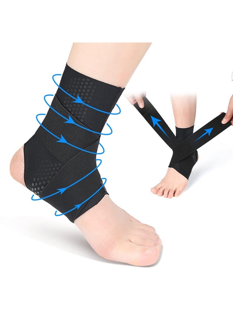 Sweet seven Sports Ankle Brace with Compression Nylon Strap - Football Ankle Protector, Elastic Bandage for Gym Support - Black, Size: Large - Image 3