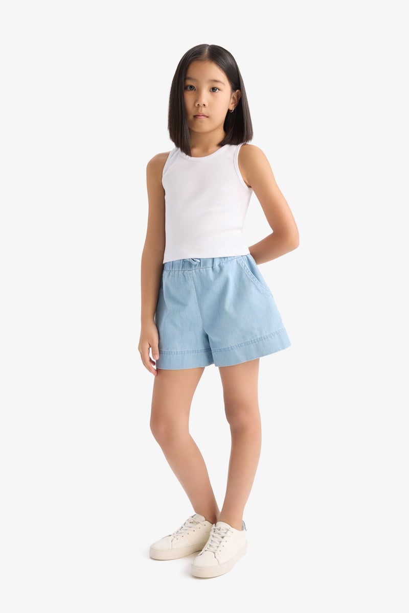 ديفاكتو شورت جينز بناتي أزرق بخصر مطاطي - Image 2