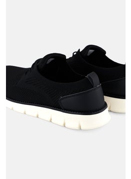 Algspar Men Brand Logo Lace Up Casual Shoes, Black  - Image 2