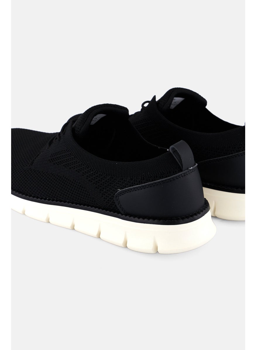 Algspar Men Brand Logo Lace Up Casual Shoes, Black  - Image 2