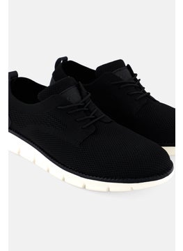 Algspar Men Brand Logo Lace Up Casual Shoes, Black  - Image 3