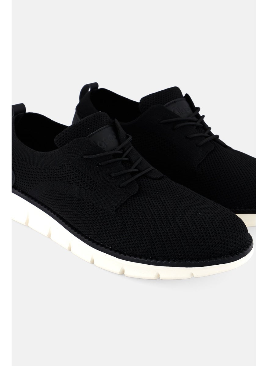 Algspar Men Brand Logo Lace Up Casual Shoes, Black  - Image 3