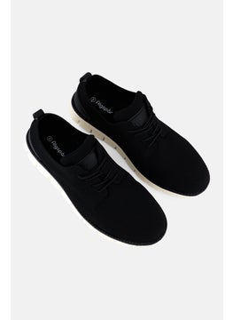 Algspar Men Brand Logo Lace Up Casual Shoes, Black  - Image 4