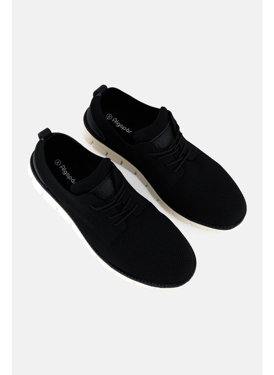 Algspar Men Brand Logo Lace Up Casual Shoes, Black  - Image 4