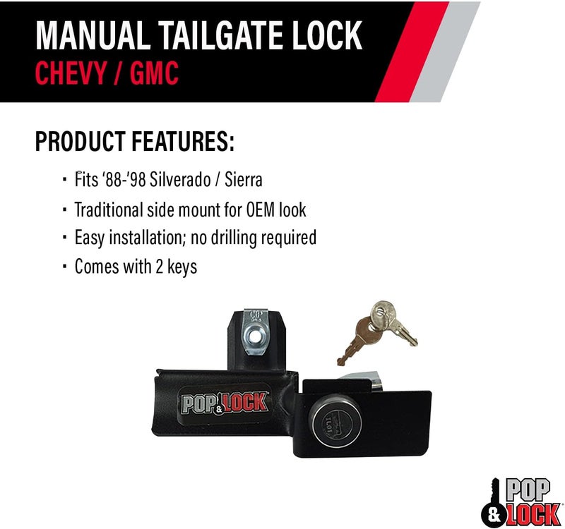 Pop & Lock PL1050 Black Manual Tailgate Lock for Chevy/GMC - Image 3