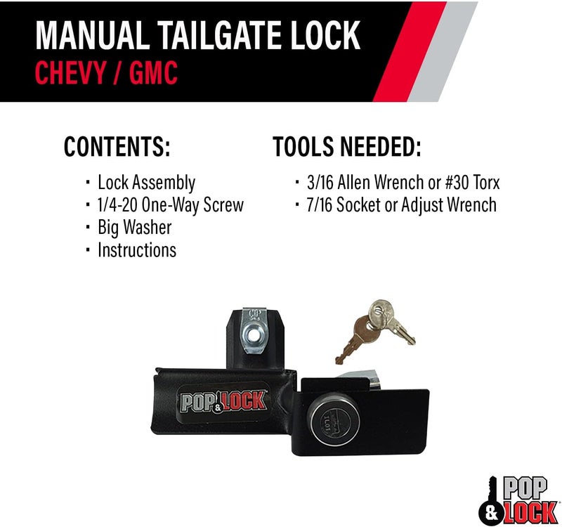 Pop & Lock PL1050 Black Manual Tailgate Lock for Chevy/GMC - Image 5