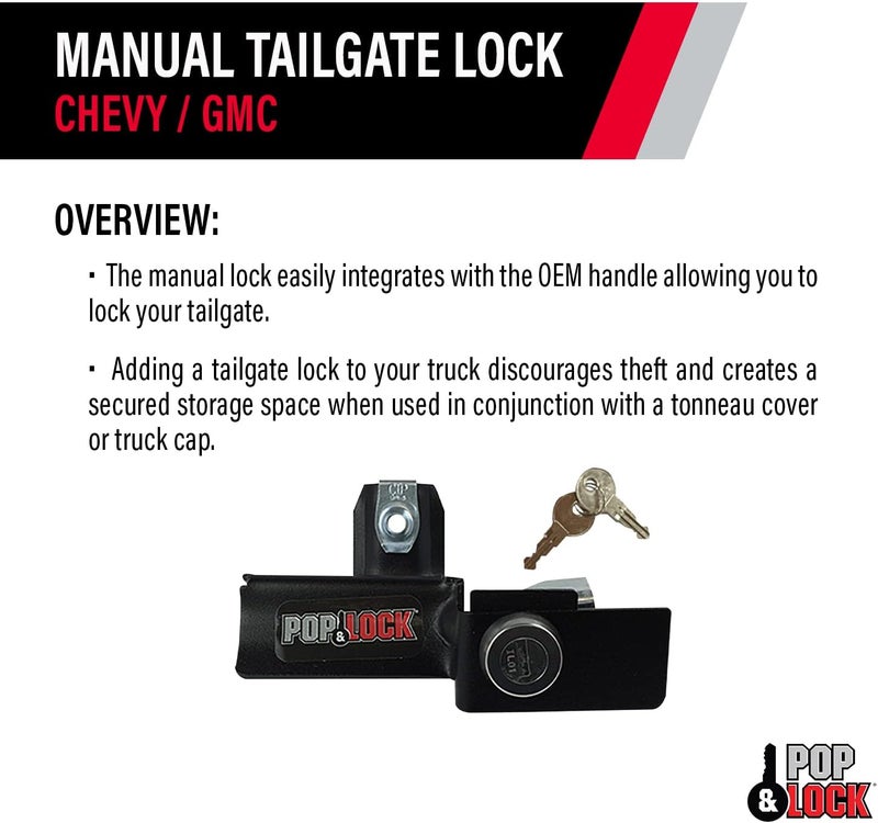 Pop & Lock PL1050 Black Manual Tailgate Lock for Chevy/GMC - Image 4