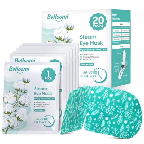 BeHoomi BeHoomi 20 Packs Steam Eye Mask Heated Eye Mask Warm Compress for Eyes Disposable Self Heating Steam Mask for Home Sleep Spa Travel Essentials  Relaxation Gifts for Women Unscented 
