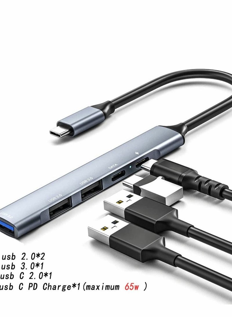 Captaintech USB C Hub 5-in-1 Adapter Type-C with 65W PD Charging Port KASTWAVE 3.0 Ports*1 2.0*2 Data*1 Flash Drive Reader for MacBook/Pro/Air/iPad Pro and more Type Laptops - Image 2
