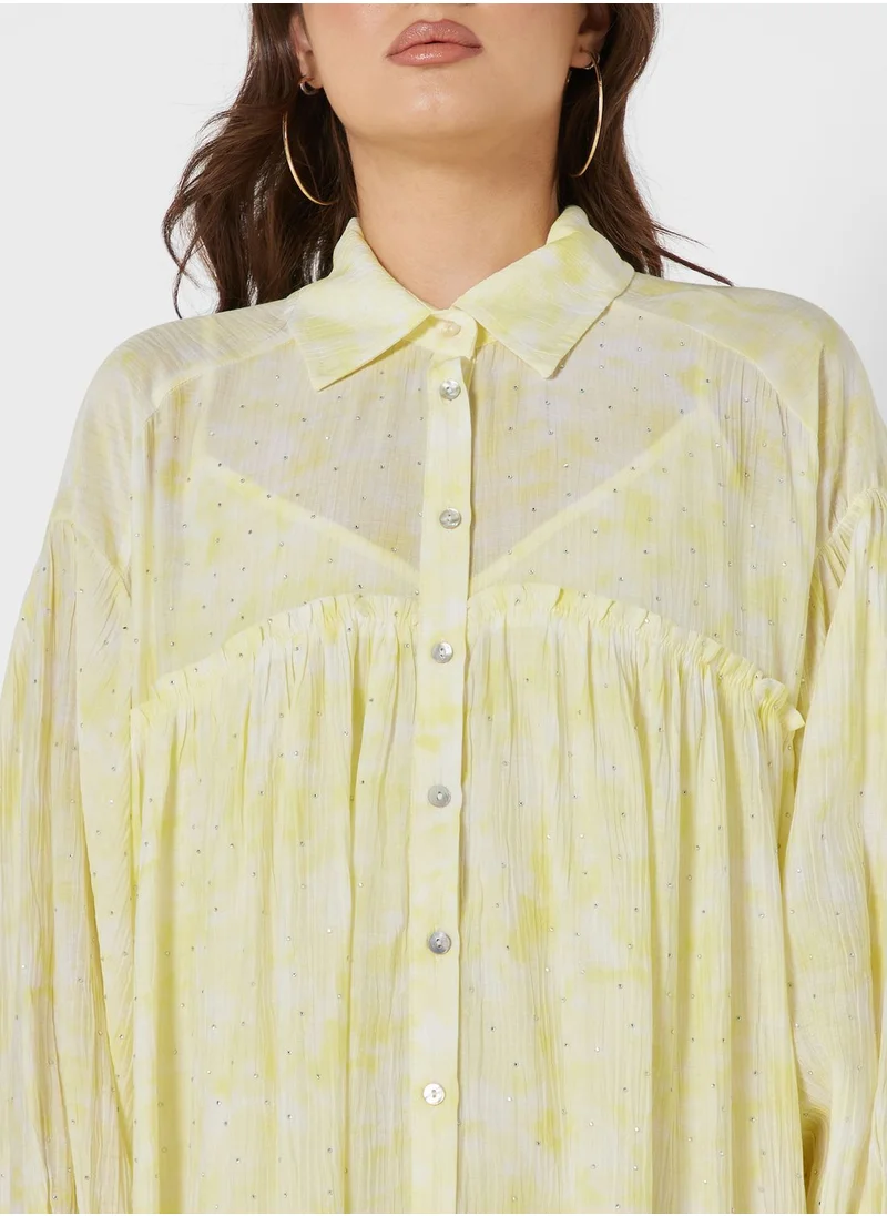 Nocturne Frill Detail Button Down Flowy Dress