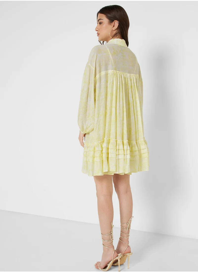 نوكتورن Frill Detail Button Down Flowy Dress