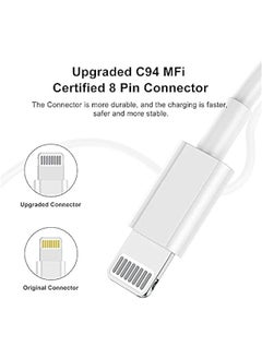 ماركة غير محددة شاحن ايفون بطول 3 قدم، 【معتمد من ابل】، سلك شحن ابل، كيبل لايتنينج الى USB اصلي بطول 3 قدم، كيبل شحن ايفون 3 قدم لايفون 13/12/11/برو/11/XS/ماكس/XR/8/7/6/5/SE ايباد  - Image 4