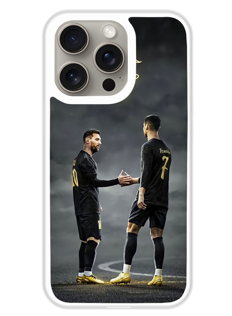 Theodor Protective Case Cover For APPLE IPHONE 15 Pro Max Messi Ronaldo Goat (White Bumper) - Image 1