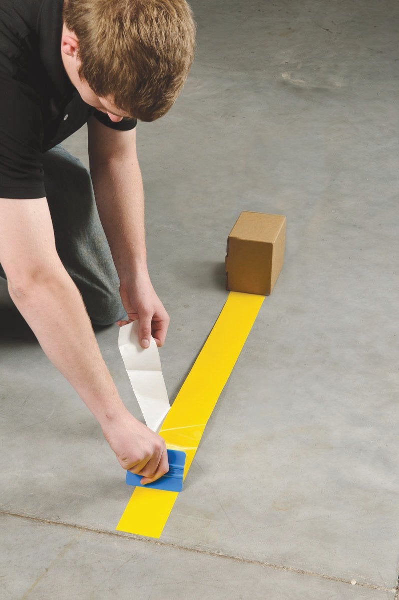 Brady ToughStripe Floor Marking Tape - Yellow, Non-Abrasive Floor Tape - 3" Width, 100' Length for Concrete, Harsh Conditions, Forklift, High Traffic Floors (104342) - Image 5