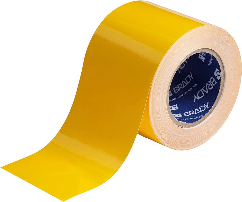 Brady ToughStripe Floor Marking Tape - Yellow, Non-Abrasive Floor Tape - 3" Width, 100' Length for Concrete, Harsh Conditions, Forklift, High Traffic Floors (104342) - Image 1