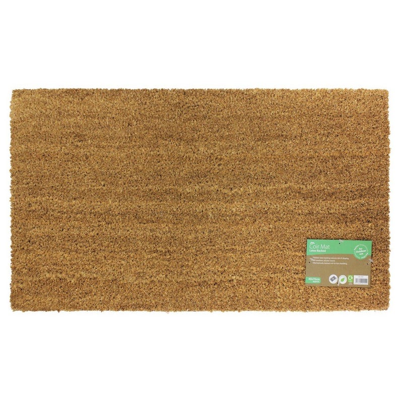JVL Manor Plain Natural Coir Latex Backed Door Mat PlasticVinyl Random Color 40 x 70 cm