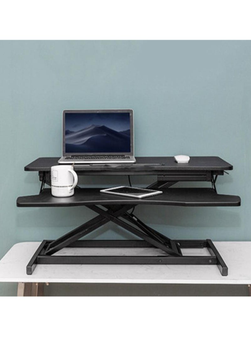 FlashHawk - Standing Desk Converter 32 inch, Height Adjustable Sit Stand Desk Riser, Quick Sit to Stand Tabletop Dual Monitor and Laptop Riser Workstation for Home Office with Keyboard Tray, Black - Image 1