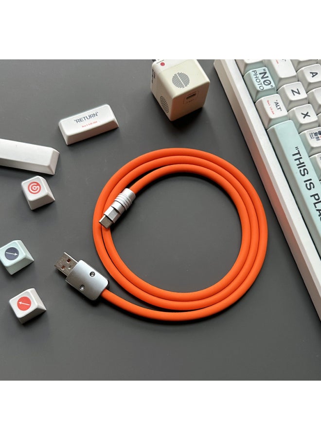 Generic - Super Soft Silicone Data Cable For Apple For Iphone For Huawei For Xiaomi OPPO Mobile Phone Tablet PD Super Fast Charging-Color:1.5 M USB To For Iphone 12W-Model:Rose Red - Image 1