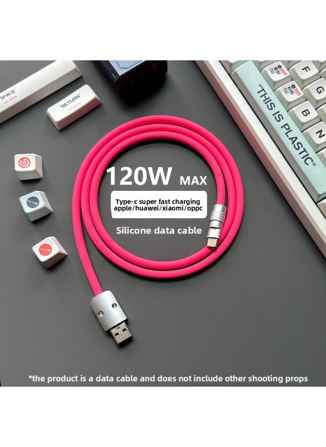 Generic - Super Soft Silicone Data Cable For Apple For Iphone For Huawei For Xiaomi OPPO Mobile Phone Tablet PD Super Fast Charging-Color:1.5 M USB To For Iphone 12W-Model:Rose Red - Image 1
