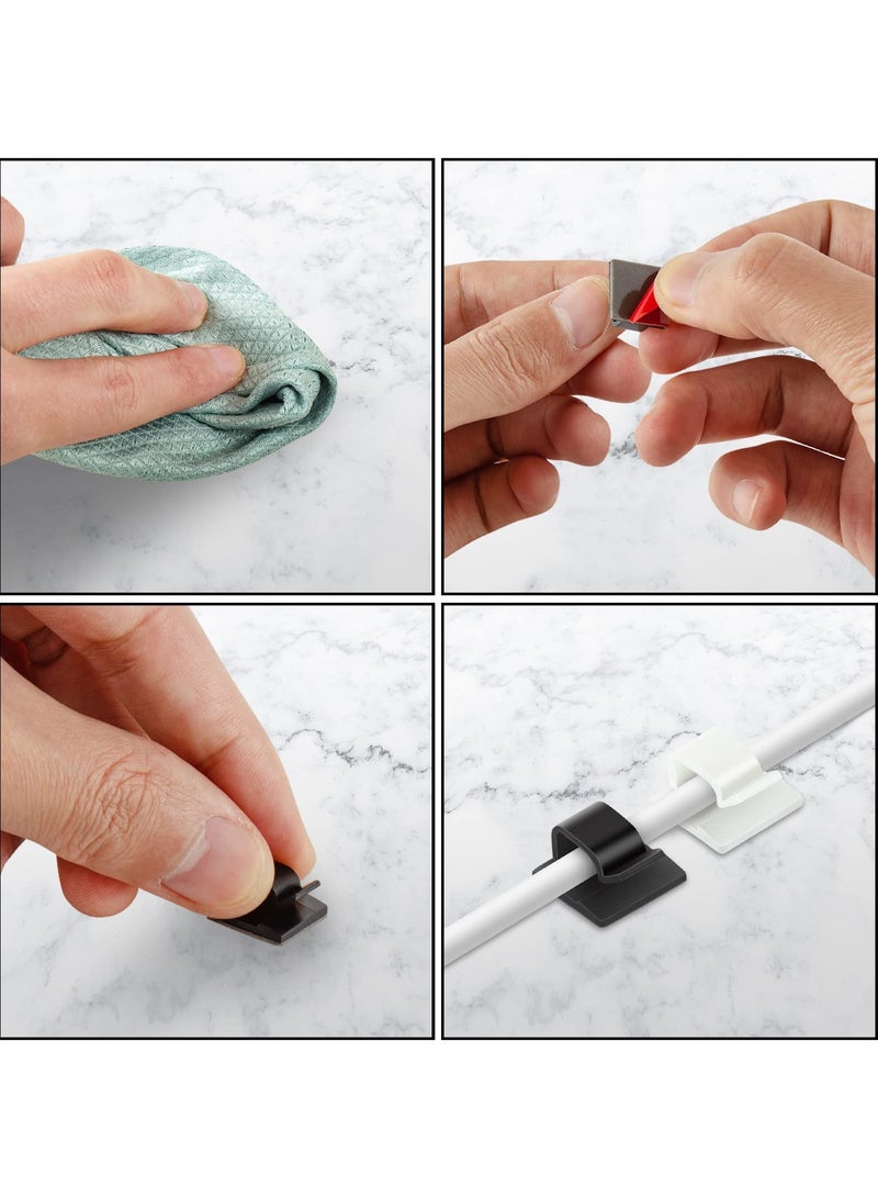 SYOSI Cable Clips, Adhesive Cable Organizer Cord Holder Wire Clip Wire Management Self Adhesive Hooks Wire Holder for Office,Home 100 Pcs - Image 2