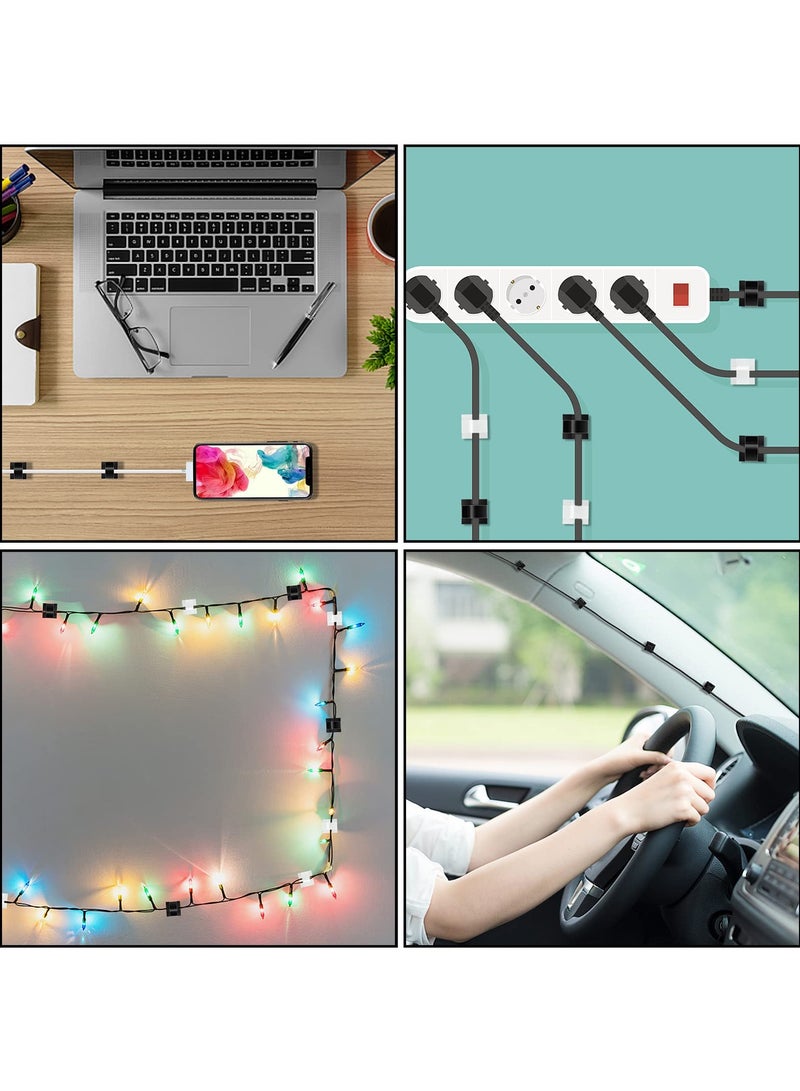 SYOSI Cable Clips, Adhesive Cable Organizer Cord Holder Wire Clip Wire Management Self Adhesive Hooks Wire Holder for Office,Home 100 Pcs - Image 4
