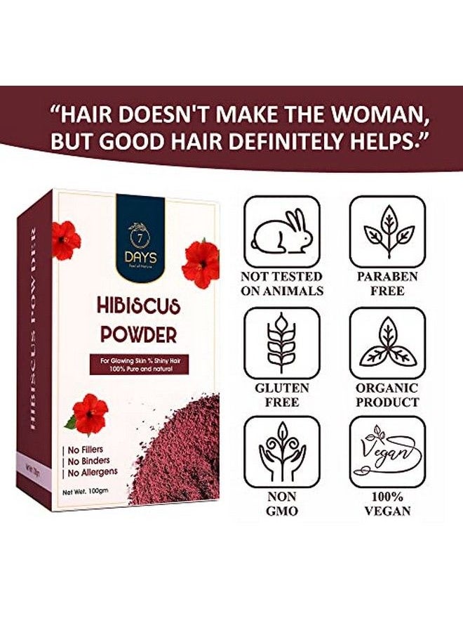 7 Days مسحوق زهرة الكركديه العضوي | Hibiscus Rosasinensis للعناية بالشعر وترطيب الوجه (100 جرام)  - Image 3